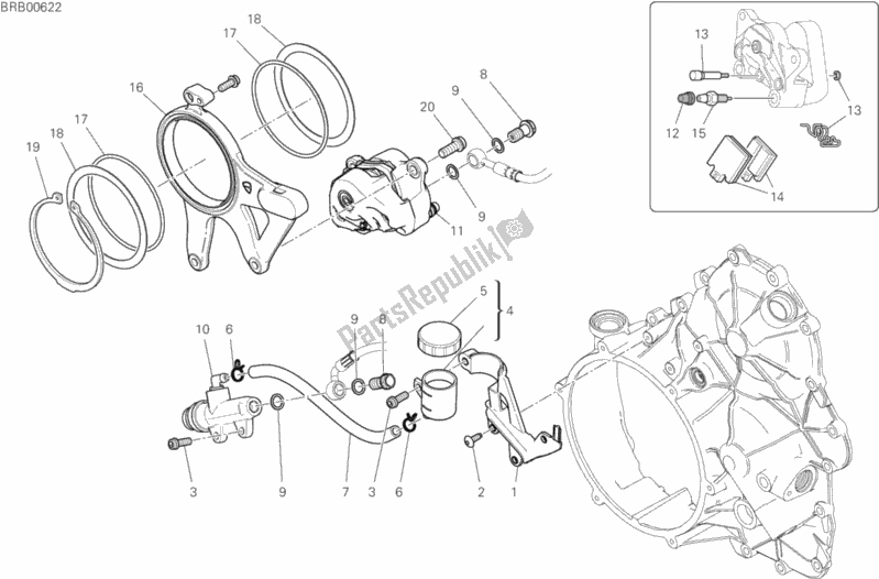 Todas las partes para Sistema De Freno Trasero de Ducati Superbike Panigale V4 S USA 1100 2019